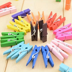 100pcs Colorful Wooden Clips for Crafting Photos Memos Desk Organization