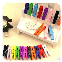 100pcs Colorful Wooden Clips for Crafting Photos Memos Desk Organization