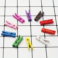 100pcs Colorful Wooden Clips for Crafting Photos Memos Desk Organization