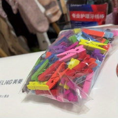 100pcs Colorful Wooden Clips for Crafting Photos Memos Desk Organization