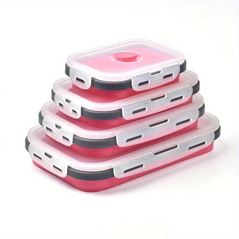 4pcs Collapsible Food Storage Container Silicone Lunch Box