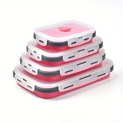 4pcs Collapsible Food Storage Container Silicone Lunch Box