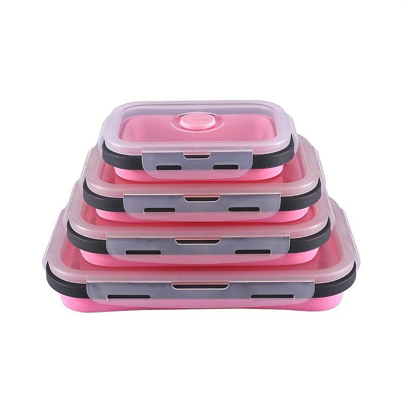 4pcs Collapsible Food Storage Container Silicone Lunch Box