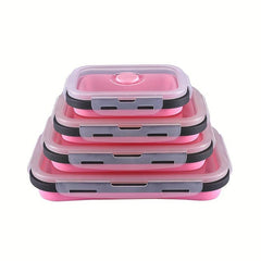 4pcs Collapsible Food Storage Container Silicone Lunch Box