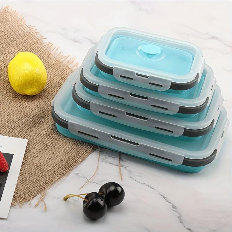 4pcs Collapsible Food Storage Container Silicone Lunch Box