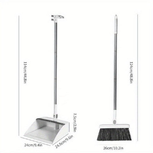 Rotatable Broom Set Dustpan Foldable Combo Soft Hair Sweeping Non stick Hair
