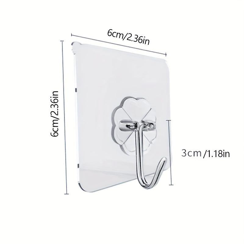 10pcs Transparent Adhesive Hook Storage Rack for Home Wall Door Cabinet