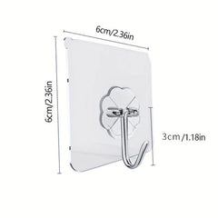10pcs Transparent Adhesive Hook Storage Rack for Home Wall Door Cabinet