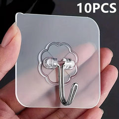 10pcs Transparent Adhesive Hook Storage Rack for Home Wall Door Cabinet