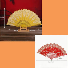 Vintage Folding Fan Handheld Plastic Golden Craft Portable Wedding Party