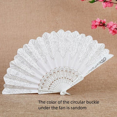 Vintage Folding Fan Handheld Plastic Golden Craft Portable Wedding Party