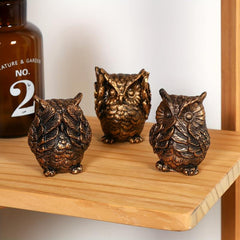 3pcs American Retro Resin Owl Reading Decoration for Living Room Entrance