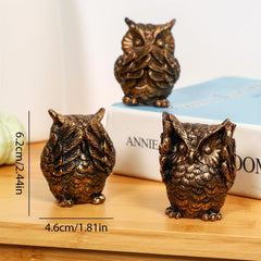 3pcs American Retro Resin Owl Reading Decoration for Living Room Entrance