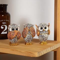 3pcs American Retro Resin Owl Reading Decoration for Living Room Entrance