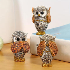 3pcs American Retro Resin Owl Reading Decoration for Living Room Entrance
