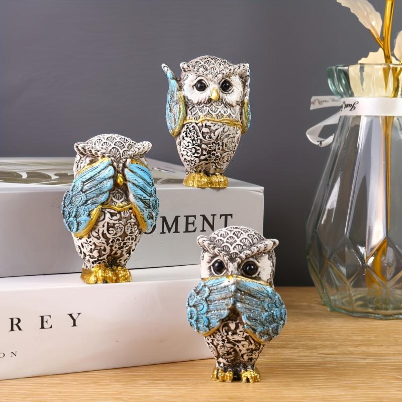 3pcs American Retro Resin Owl Reading Decoration for Living Room Entrance