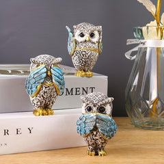 3pcs American Retro Resin Owl Reading Decoration for Living Room Entrance
