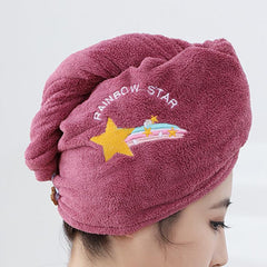 Soft Purple Hair Drying Cap Towel Bag for Bath and Hair Care