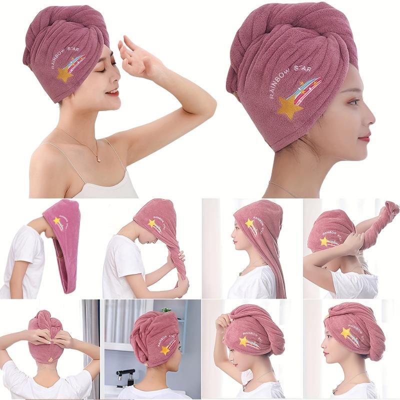 Soft Purple Hair Drying Cap Towel Bag for Bath and Hair Care