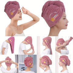 Soft Purple Hair Drying Cap Towel Bag for Bath and Hair Care