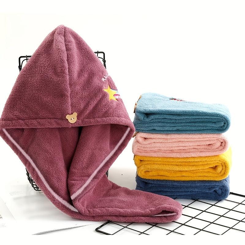 Soft Purple Hair Drying Cap Towel Bag for Bath and Hair Care
