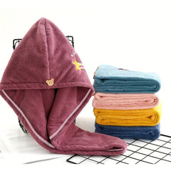 Soft Purple Hair Drying Cap Towel Bag for Bath and Hair Care