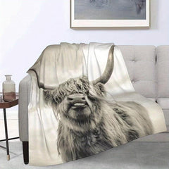 Highland Cow 3D Printing Flannel Blanket Soft Cozy Blanket for Couch Bed Camping