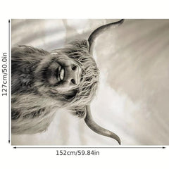 Highland Cow 3D Printing Flannel Blanket Soft Cozy Blanket for Couch Bed Camping