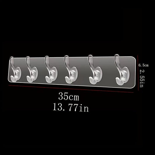 Acrylic Transparent Column Hook Wall Rack 1-6 Hooks