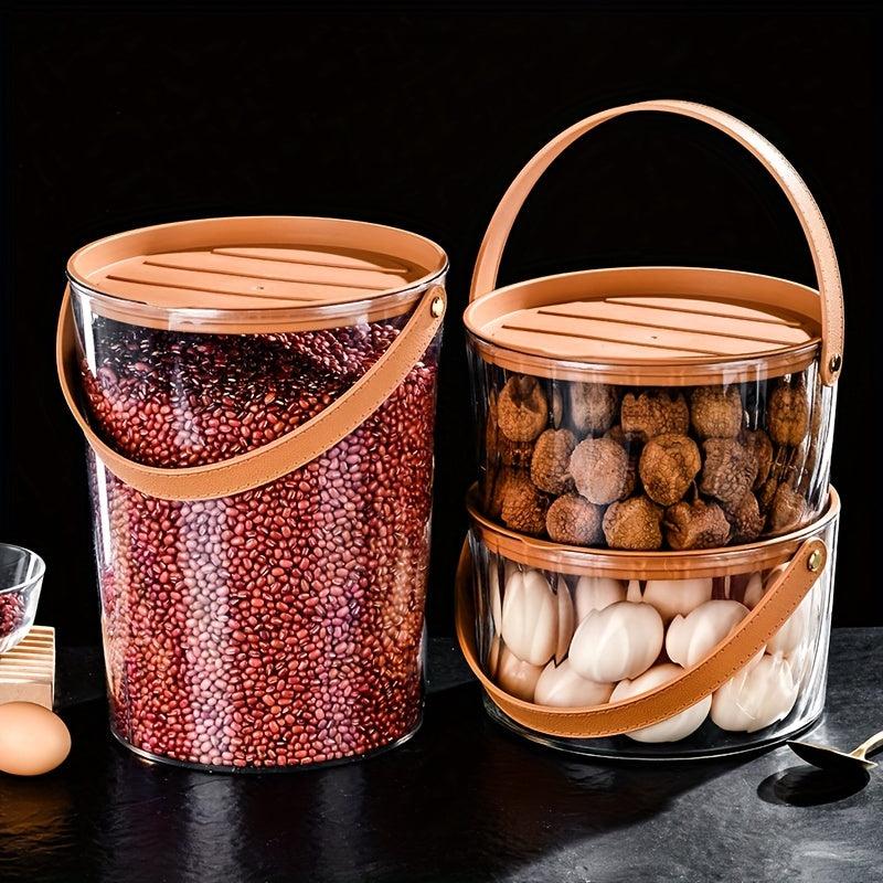 Clear Food Jar With Handle Plastic Basket For Rice Grain Household Fruit Basket