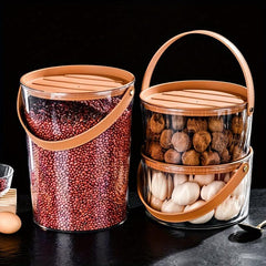 Clear Food Jar With Handle Plastic Basket For Rice Grain Household Fruit Basket