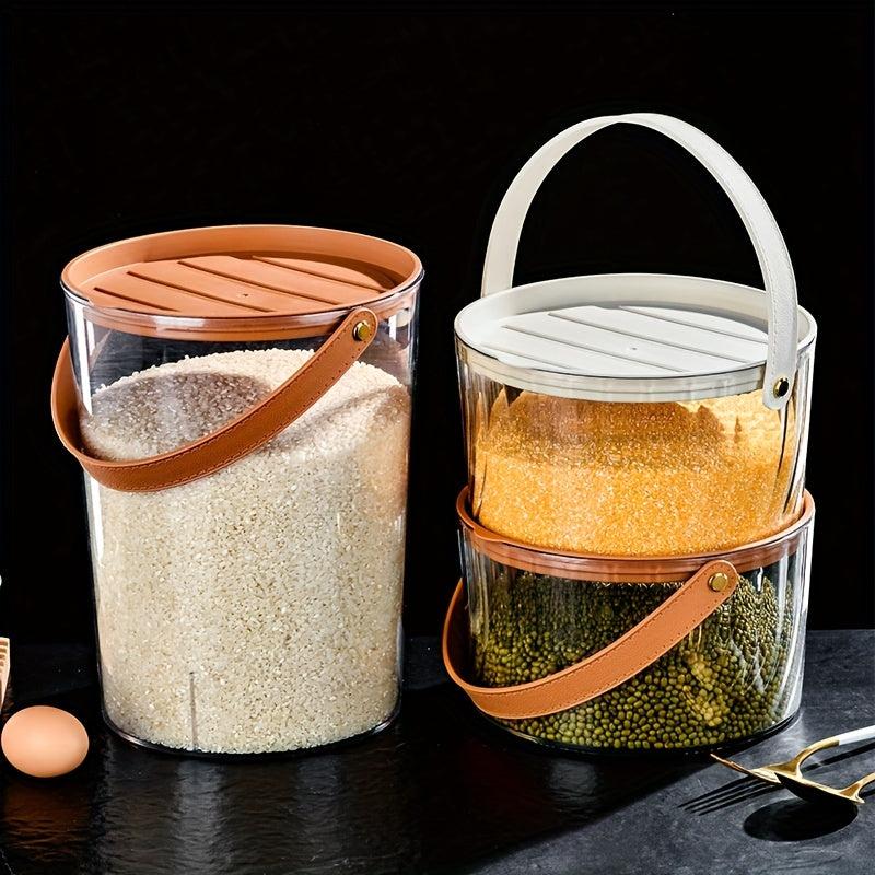 Clear Food Jar With Handle Plastic Basket For Rice Grain Household Fruit Basket