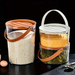 Clear Food Jar With Handle Plastic Basket For Rice Grain Household Fruit Basket