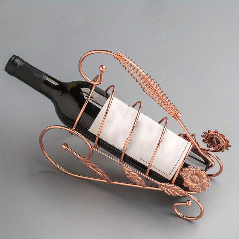 European Style Maple Leaf Wrought Iron Wine Rack for Home Bar