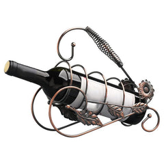 European Style Maple Leaf Wrought Iron Wine Rack for Home Bar