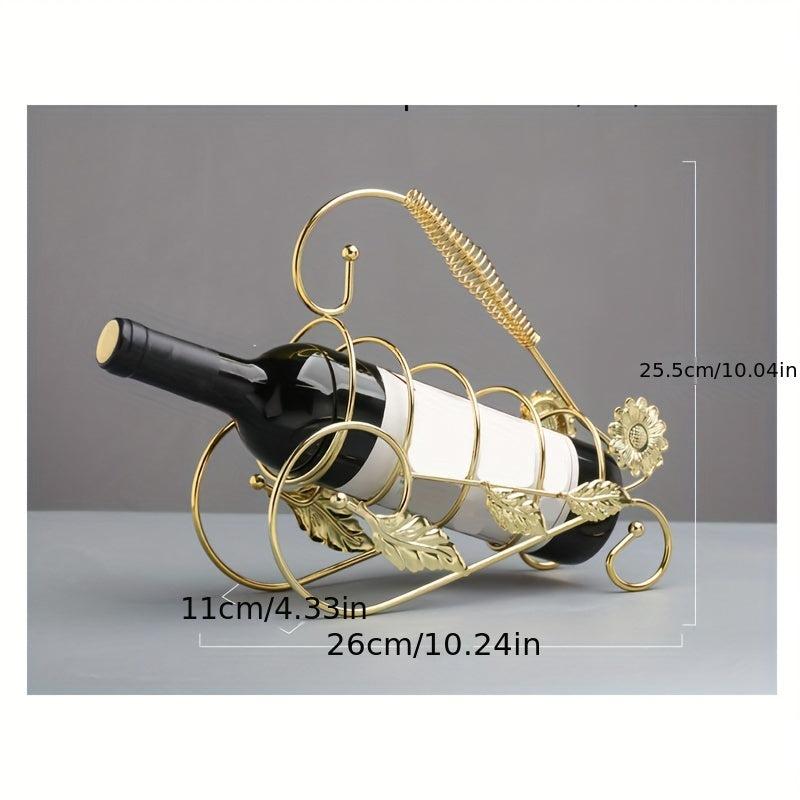 European Style Maple Leaf Wrought Iron Wine Rack for Home Bar