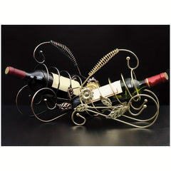European Style Maple Leaf Wrought Iron Wine Rack for Home Bar