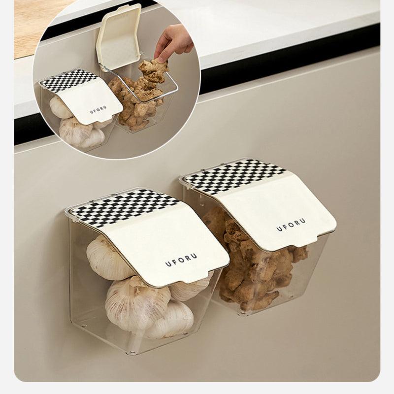 Wall Mount Ginger Garlic Storage Basket for Kitchen Freshness