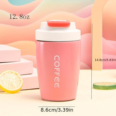 12.8oz Stainless Steel Thermal Coffee Mug with Straw