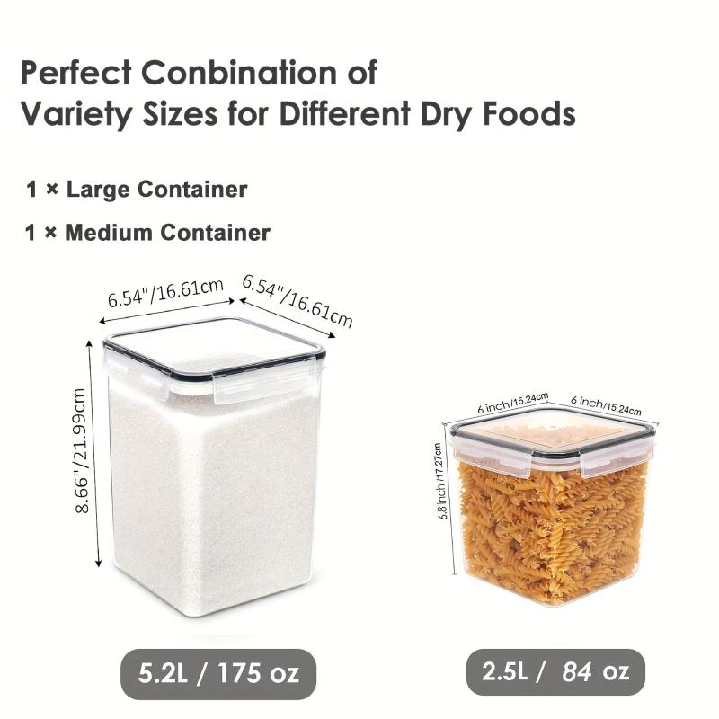 BPA Airtight Food Storage Containers 2 pcs 5 2L 175oz 2 5L 84oz