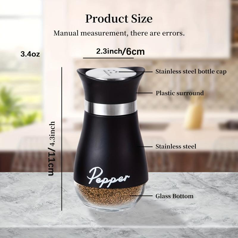 Refillable Salt & Pepper Shakers Set Stainless Steel Lid Container 3 4oz Kitchen