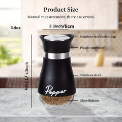 Refillable Salt & Pepper Shakers Set Stainless Steel Lid Container 3 4oz Kitchen