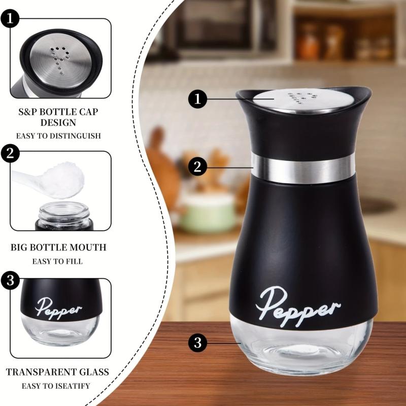 Refillable Salt & Pepper Shakers Set Stainless Steel Lid Container 3 4oz Kitchen