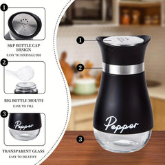 Refillable Salt & Pepper Shakers Set Stainless Steel Lid Container 3 4oz Kitchen