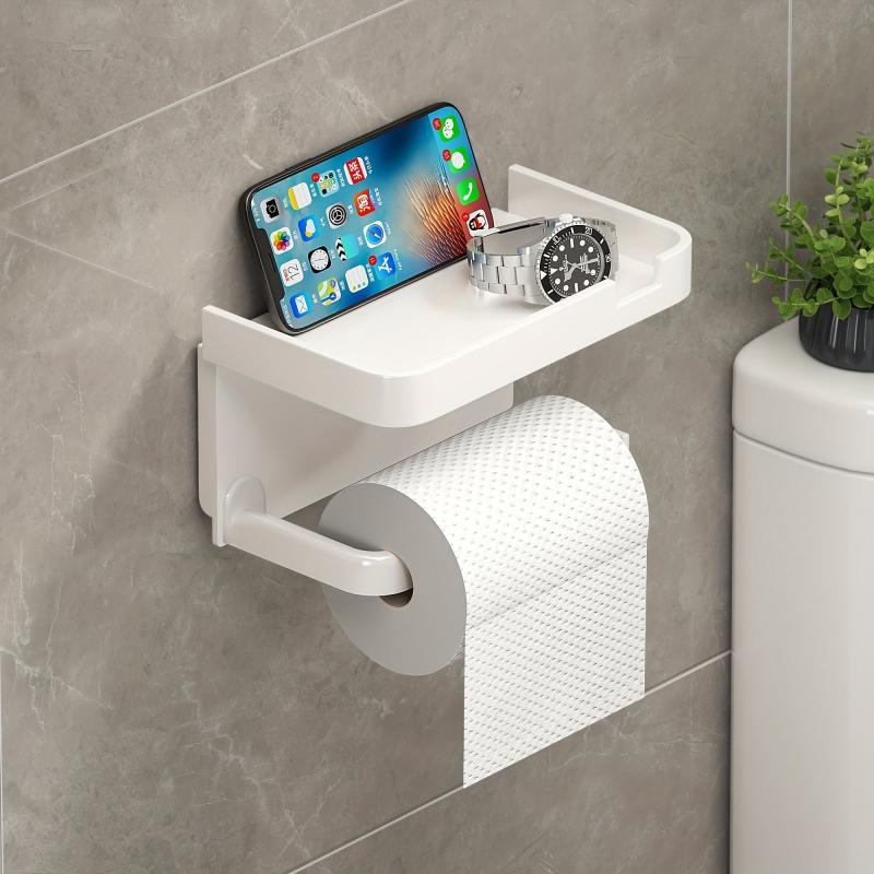 Toilet Paper Storage Rack Bathroom Wall Mounted Holder Stainless Steel Shelf