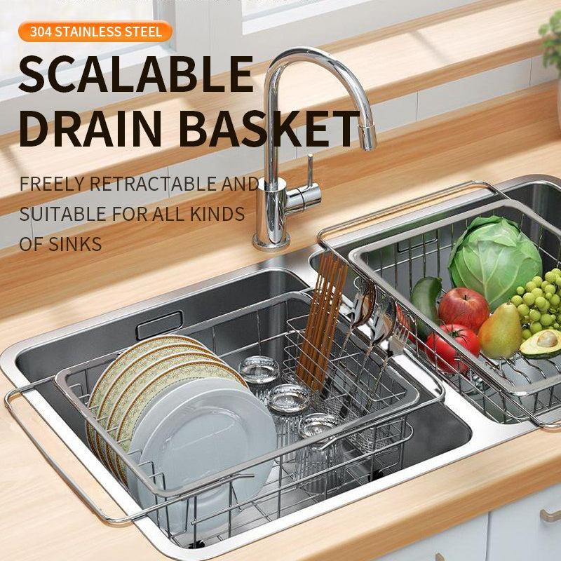 Stainless Steel Telescopic Drainage Basket for Kitchen Sink
