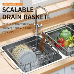 Stainless Steel Telescopic Drainage Basket for Kitchen Sink