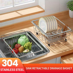 Stainless Steel Telescopic Drainage Basket for Kitchen Sink