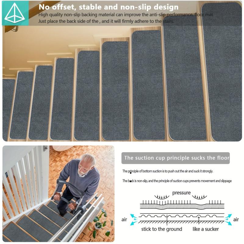15pcs Carpet Stair Treads Non Slip Indoor Carpet Stair Runners For Wood Steps