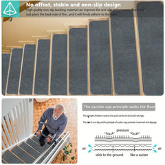 15pcs Carpet Stair Treads Non Slip Indoor Carpet Stair Runners For Wood Steps